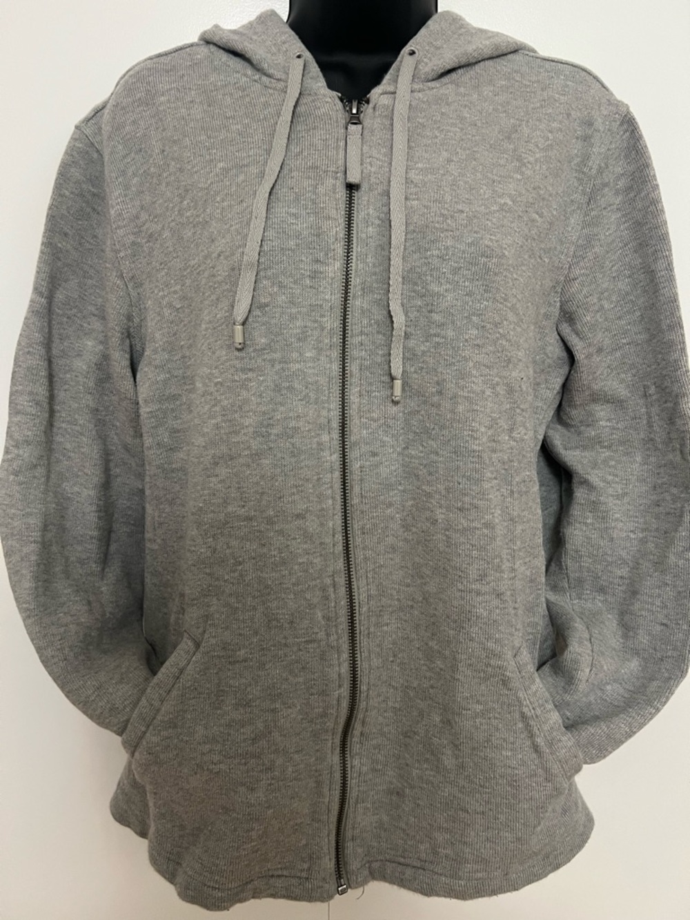 Basic Editions- Light Gray Zip Hoodie with Front Zipper (Cotton)